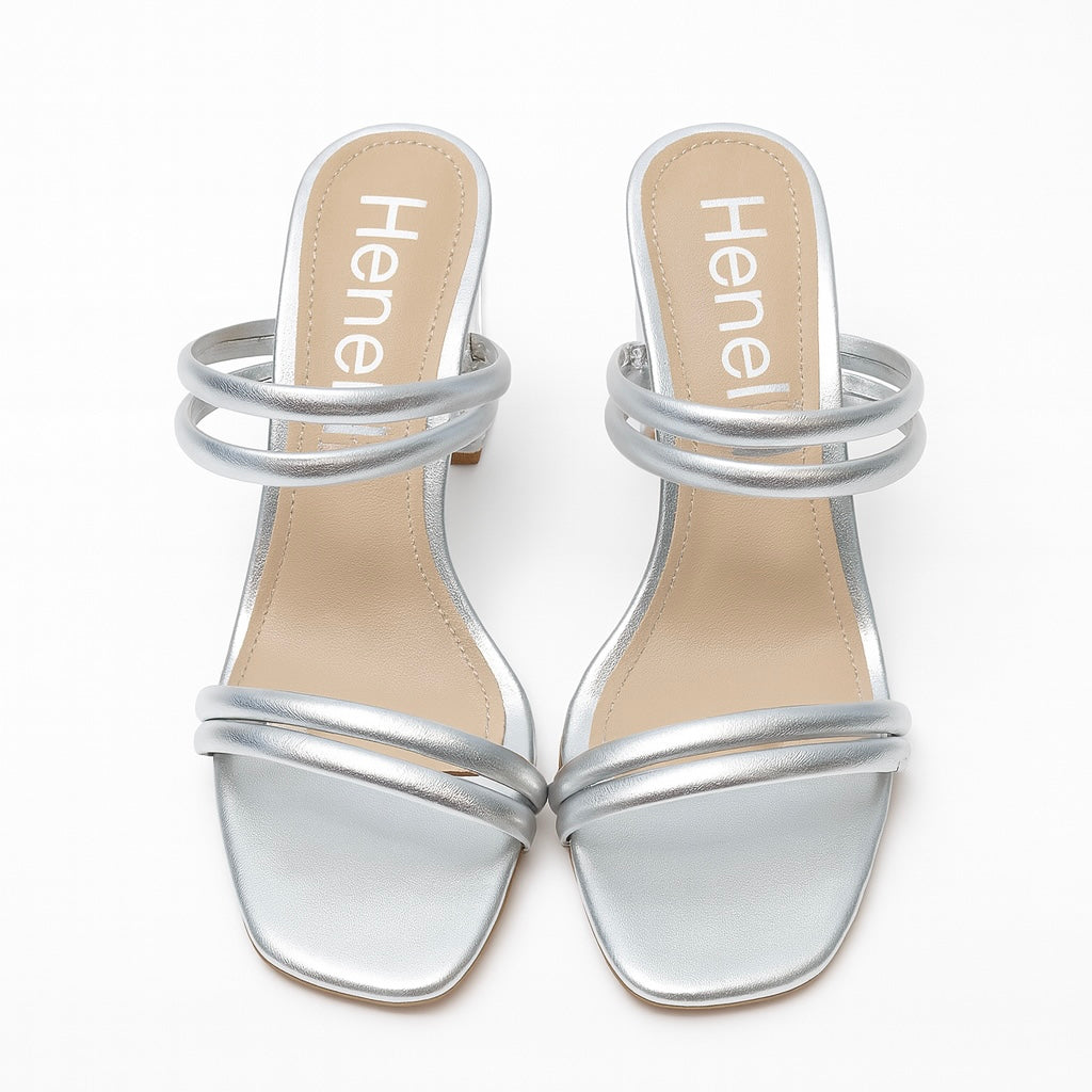 Jess Plata | Sandalia de tacón transparente