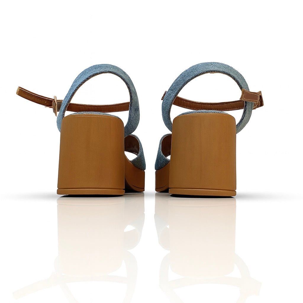 Yava 24828 | Sandalia de tacón mezclilla/camel