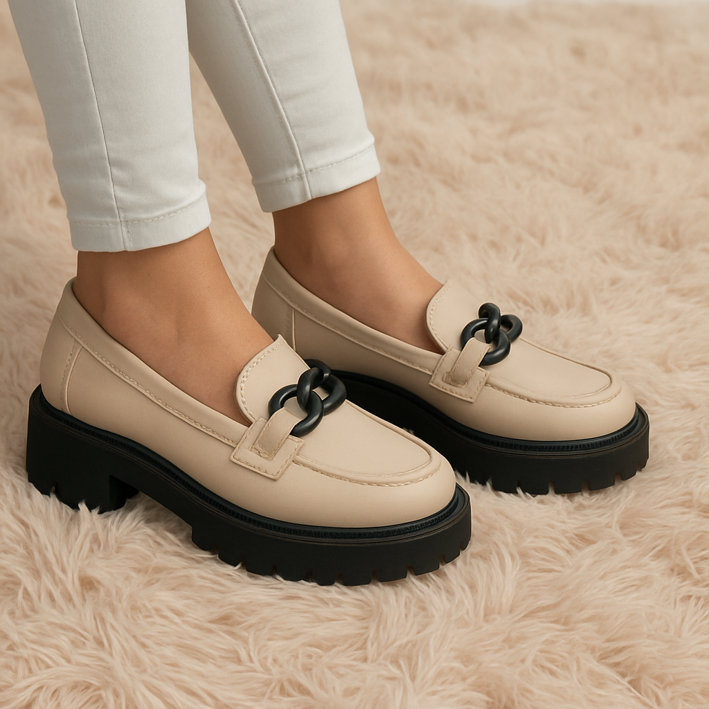 Loafter Latte | Mocasin chunky con Cadena
