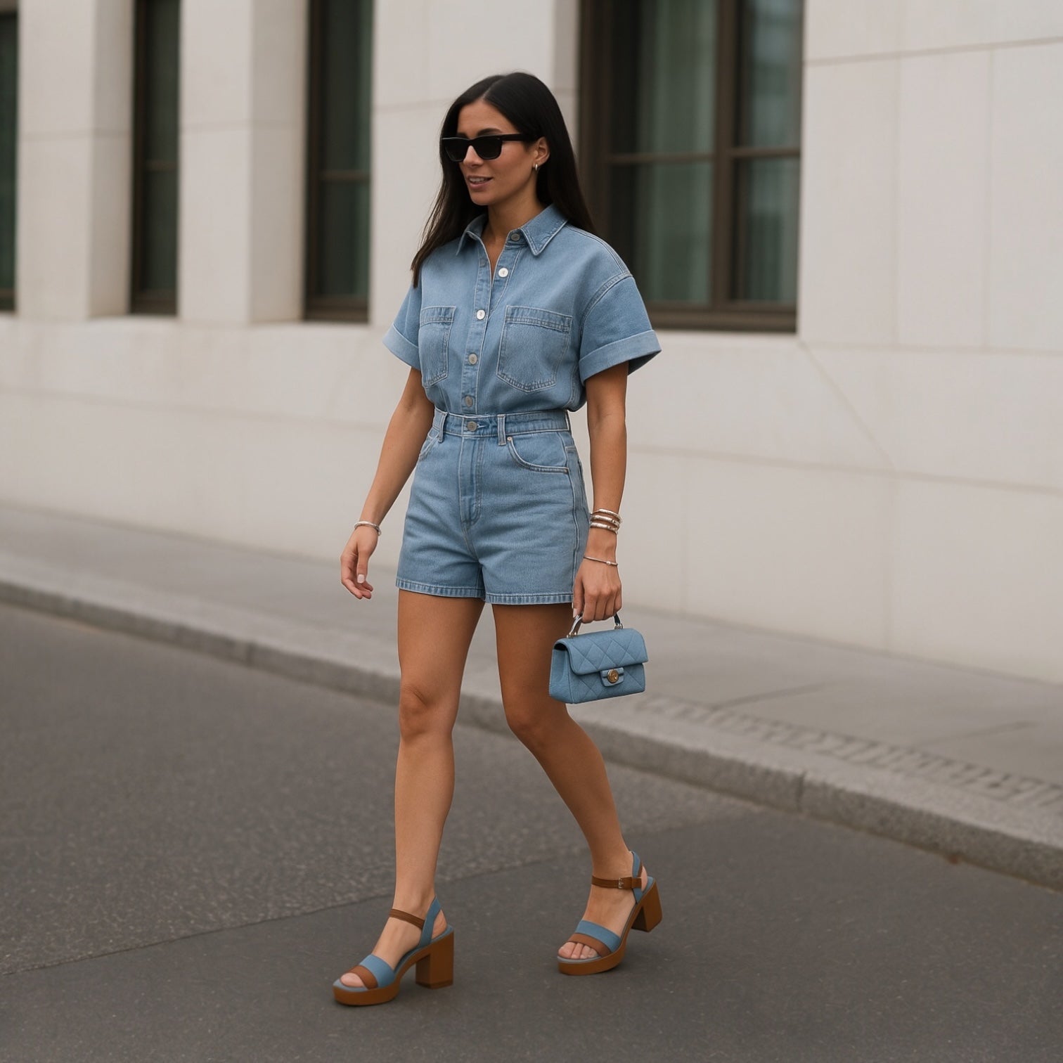 Yava 24828 | Sandalia de tacón mezclilla/camel