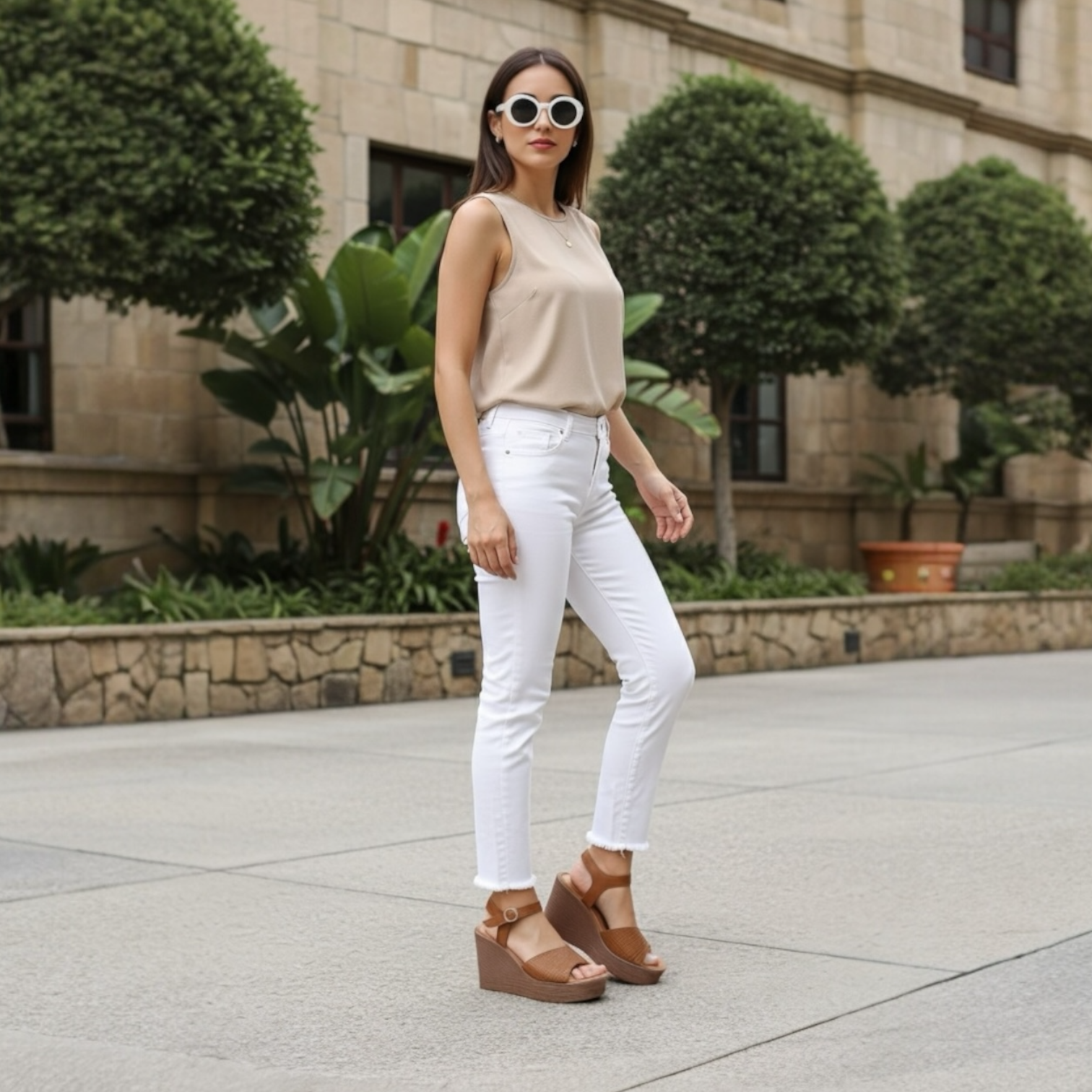 Matilda Camel | Sandalia cuña alta