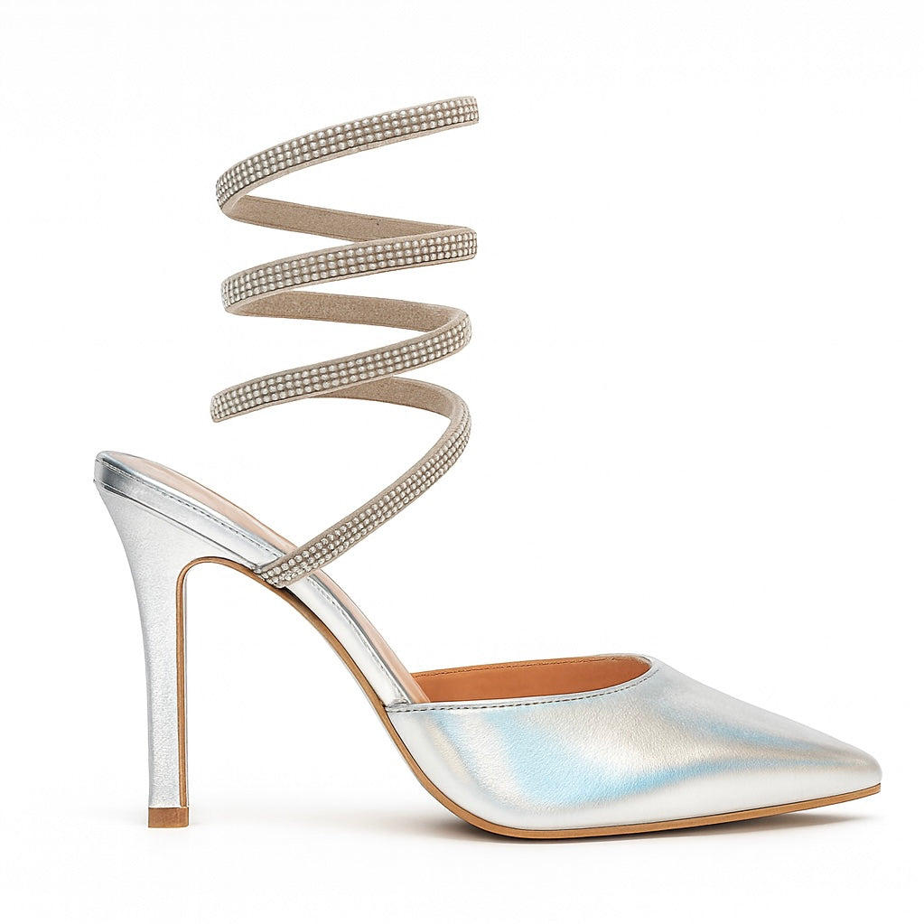 Clarissa | Zapatilla plateada de tacón