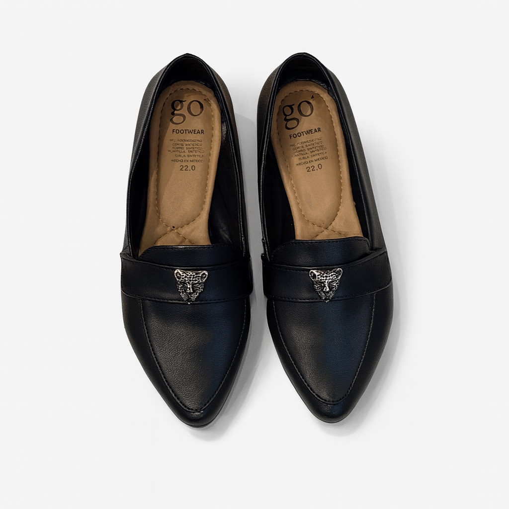 Aida Negro – Flat tipo mocasín clásico