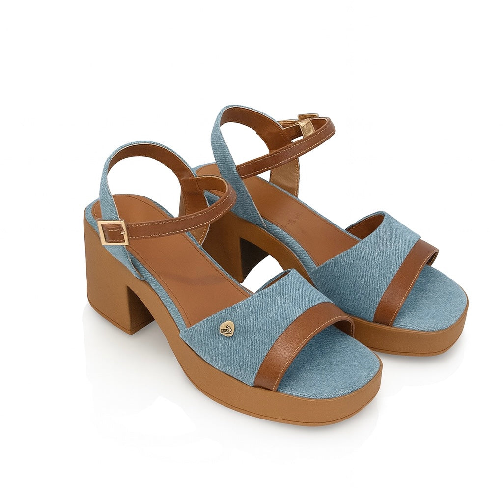 Yava 24828 | Sandalia de tacón mezclilla/camel