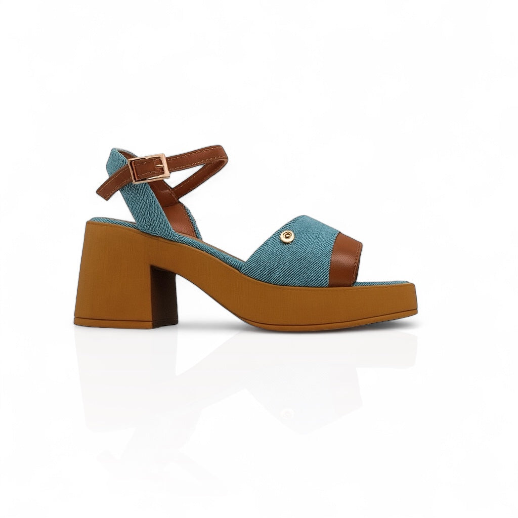 Yava 24828 | Sandalia de tacón mezclilla/camel