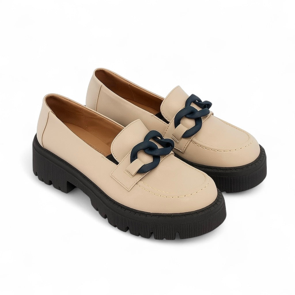 Loafter Latte | Mocasin chunky con Cadena