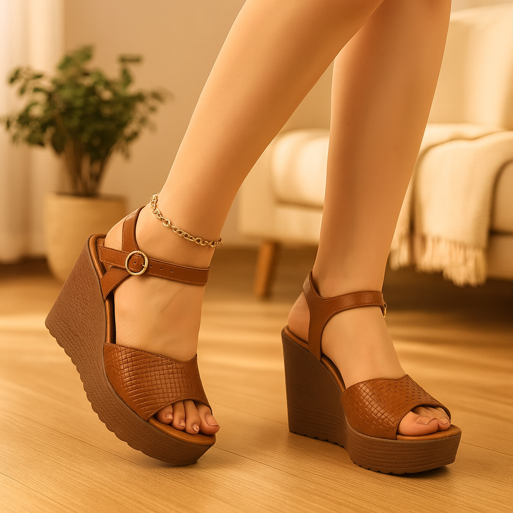 Matilda Camel | Sandalia cuña alta