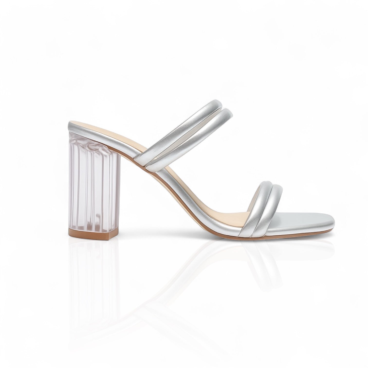 Jess Plata | Sandalia de tacón transparente
