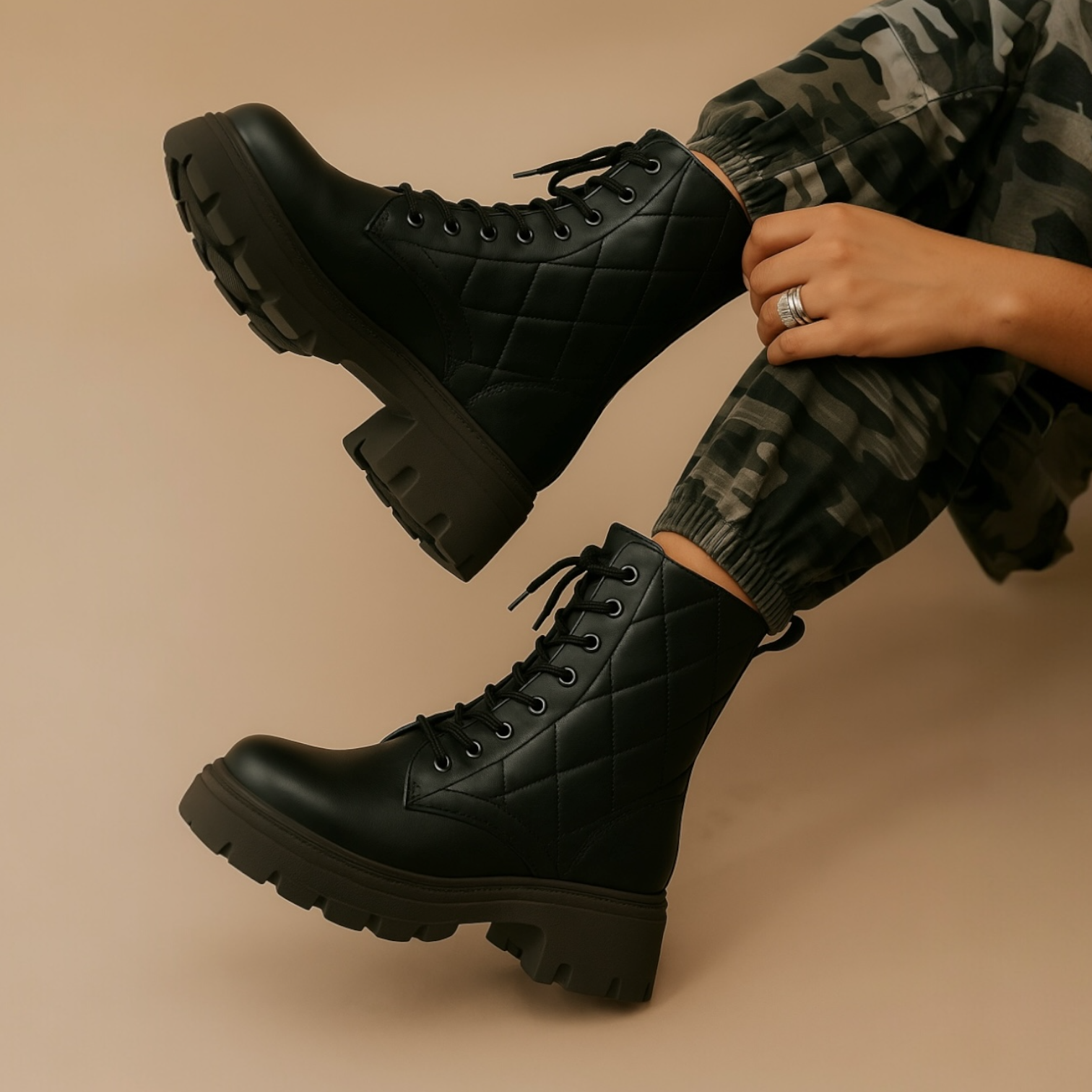 Combat Boots Negro | Botas de dama