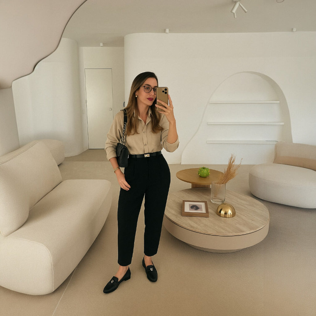 Aida Negro – Flat tipo mocasín clásico