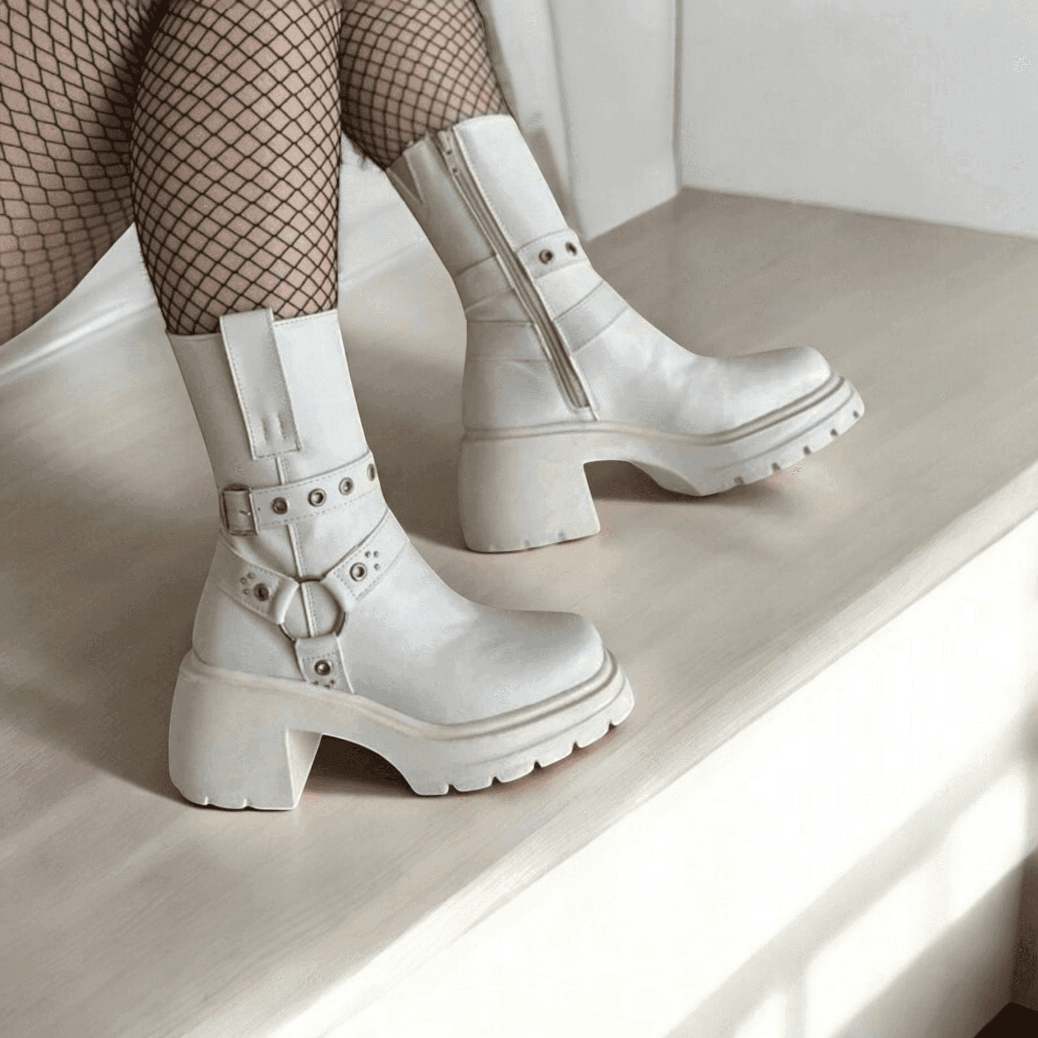 Atenas White | Bota tipo Biker blanca - Go2 Footwear