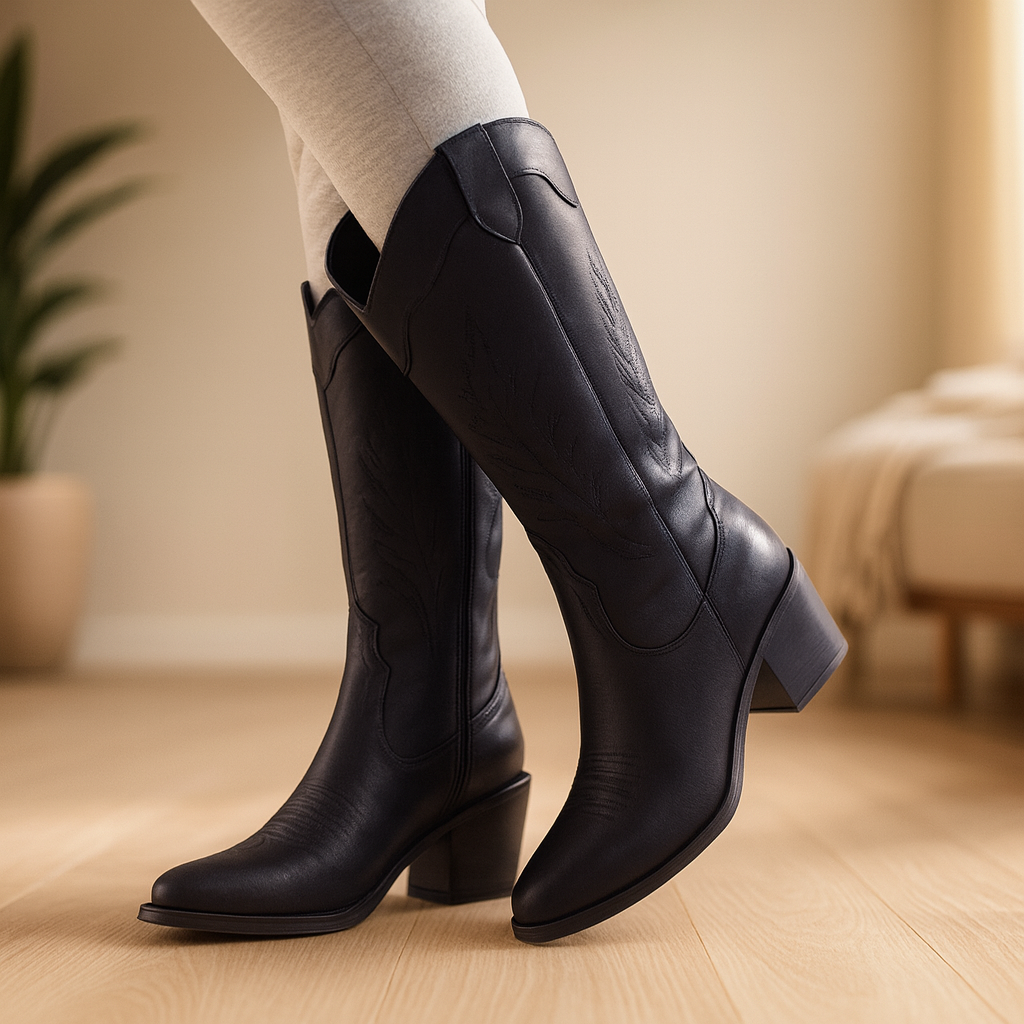 Liz Black | Bota cowboy larga para dama