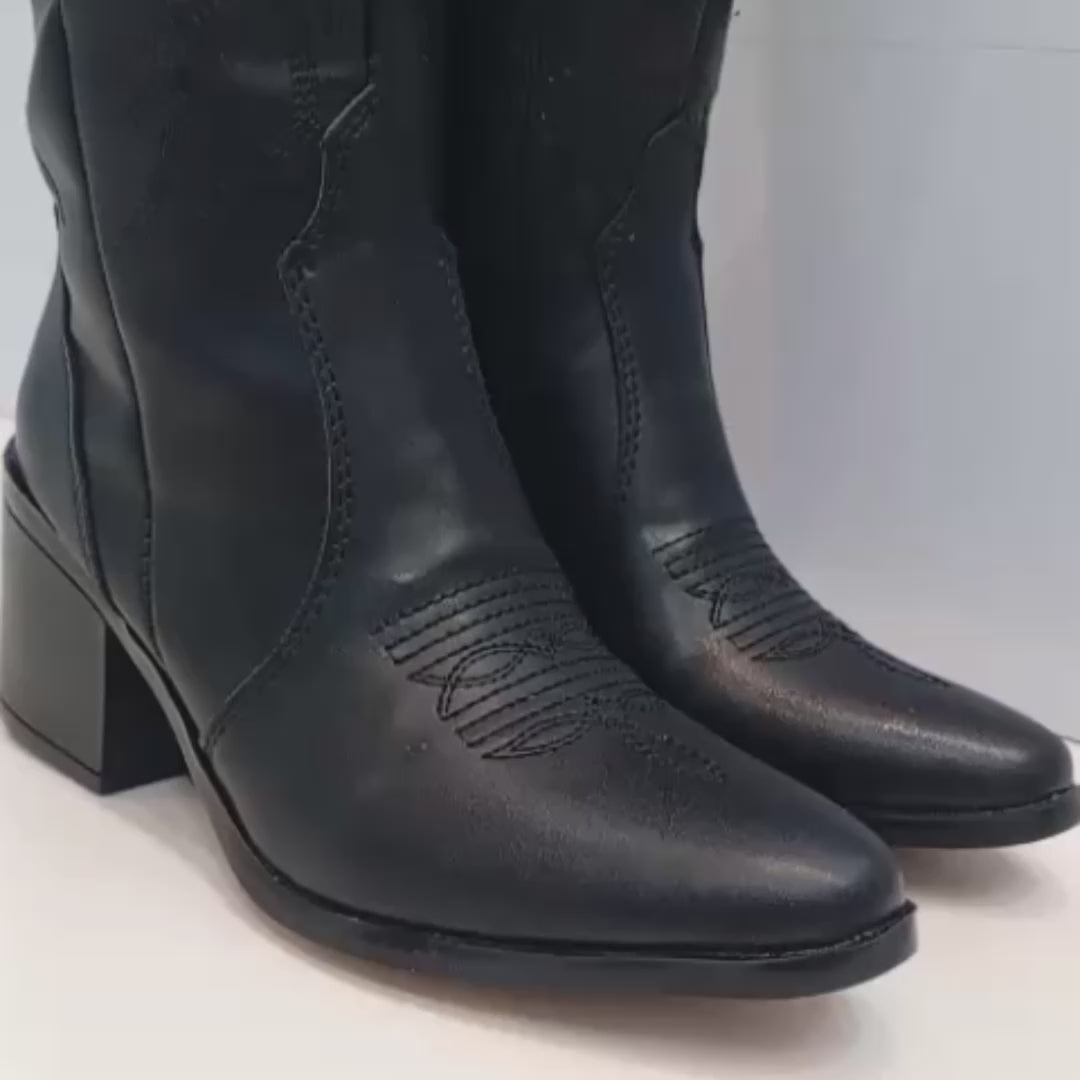 Liz Black | Bota cowboy larga para dama