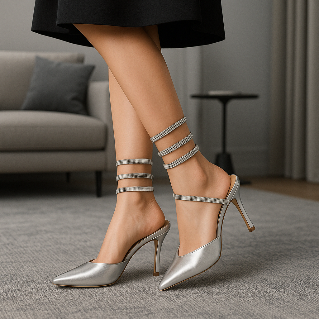 Clarissa | Zapatilla plateada de tacón