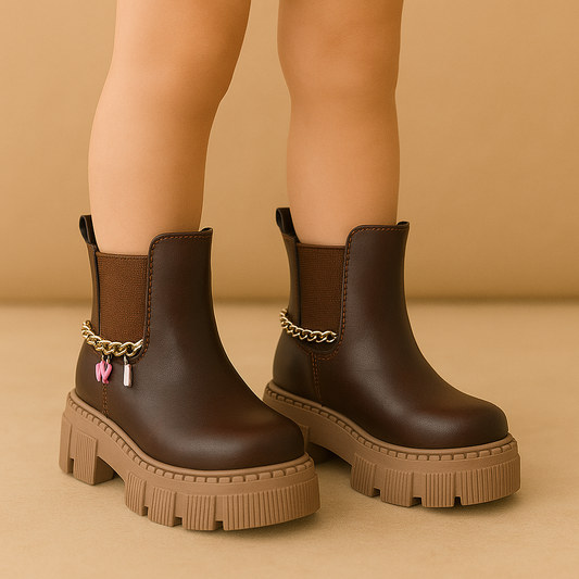 Bota Letras Café | Infantil de moda